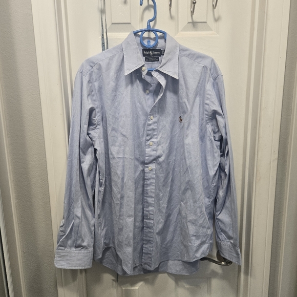 Ralph Lauren Yarmouth Cotton Pinpoint Oxford Men's Light Blue Shirt Size 16-35